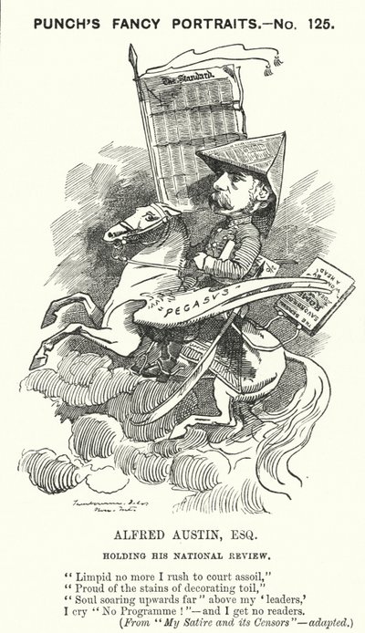 Punch karikatür: Alfred Austin, İngiliz şair ve National Review editörü (gravür) by Edward Linley (after) Sambourne