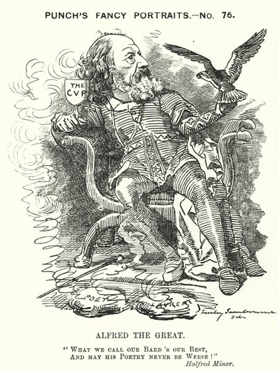 Yumruk karikatürü: Alfred, Lord Tennyson, İngiliz şair (gravür) by Edward Linley (after) Sambourne