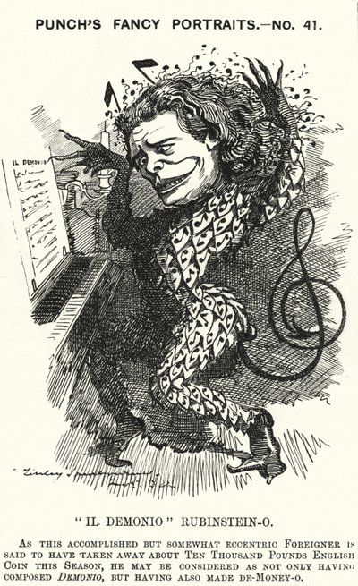 Punch karikatür: Anton Rubinstein, Rus piyanist, besteci ve orkestra şefi (gravür) by Edward Linley (after) Sambourne