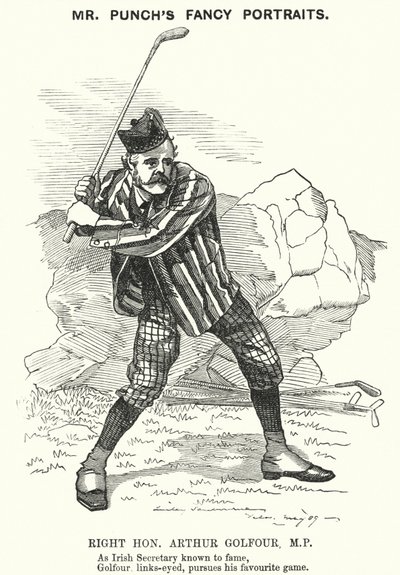 Yumruk karikatür: Arthur Balfour, İngiliz Muhafazakar politikacı ve Başbakan (gravür) by Edward Linley (after) Sambourne