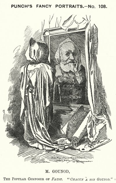 Punch karikatür: Charles Gounod, Fransız besteci (gravür) by Edward Linley (after) Sambourne