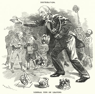 Yumruk karikatürü: Dağıtım. Ayrılmaya İlişkin Liberal İpuçları (gravür) by Edward Linley (after) Sambourne