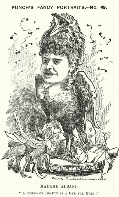 Yumruk karikatürü: Emma Albani, Kanadalı opera sanatçısı (gravür) by Edward Linley (after) Sambourne