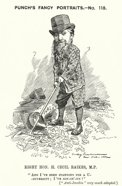 Yumruk karikatür: Henry Cecil Raikes, İngiliz Muhafazakar politikacı (gravür) by Edward Linley (after) Sambourne
