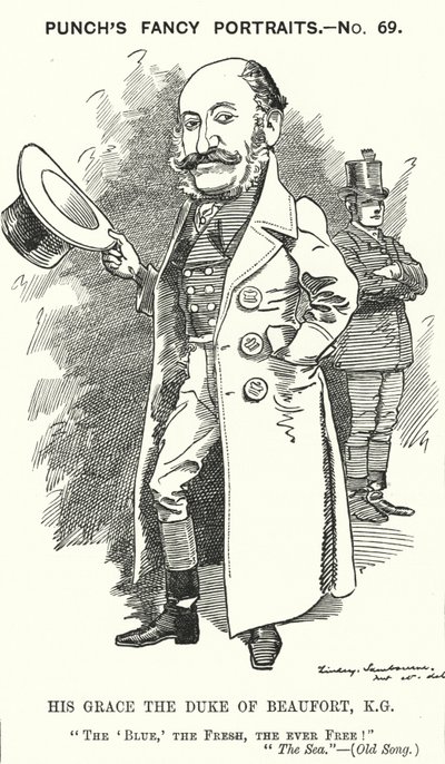 Yumruk karikatür: Henry Charles Fitzroy Somerset, 8 Beaufort Dükü, İngiliz askeri ve Muhafazakar politikacı (gravür) by Edward Linley (after) Sambourne
