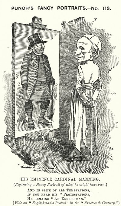 Yumruk karikatür: Henry Edward Manning, İngiliz Kardinal ve Westminster Katolik Başpiskoposu (gravür) by Edward Linley (after) Sambourne