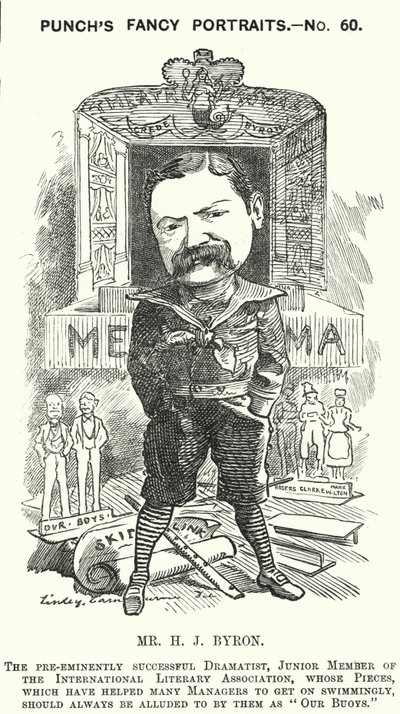 Yumruk karikatür: Henry James Byron, İngiliz oyun yazarı (gravür) by Edward Linley (after) Sambourne