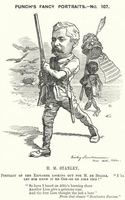 Yumruk karikatür: Henry Morton Stanley, Galli gazeteci ve kaşif (gravür) by Edward Linley (after) Sambourne