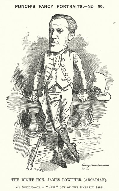 Yumruk karikatür: James Lowther, İngiliz Muhafazakar politikacı ve sporcu (gravür) by Edward Linley (after) Sambourne
