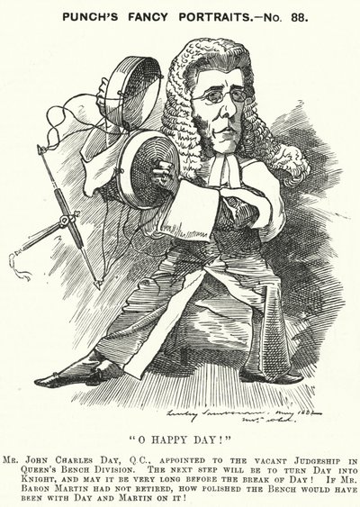 Yumruk karikatür: John Charles Day, İngiliz avukat ve yargıç (gravür) by Edward Linley (after) Sambourne
