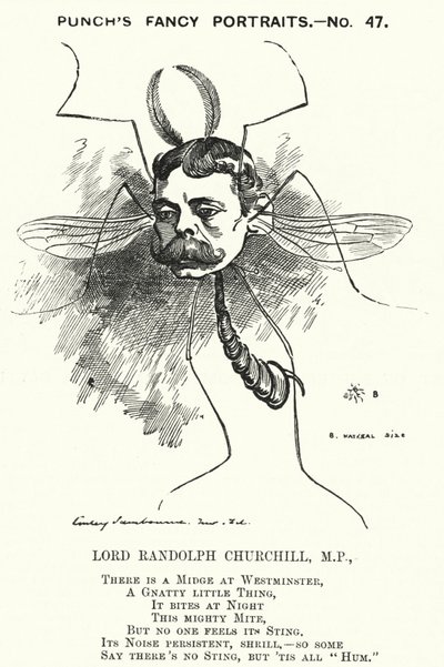 Yumruk karikatürü: Lord Randolph Churchill, İngiliz Muhafazakar politikacı (gravür) by Edward Linley (after) Sambourne