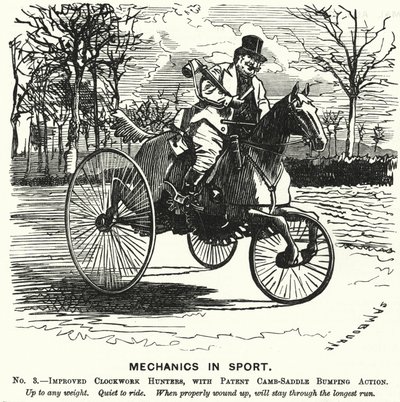 Yumruk karikatürü: Sporda Mekanik. No 3. - Patent Kamb-Emer Çarpma Aksiyonu ile Geliştirilmiş Saat Avcıları (gravür) by Edward Linley (after) Sambourne