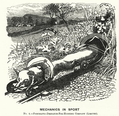 Yumruk karikatürü: Sporda Mekanik. No 4. - Pnömatik Sevkiyat Fox Hunting Company (Limited) (gravür) by Edward Linley (after) Sambourne