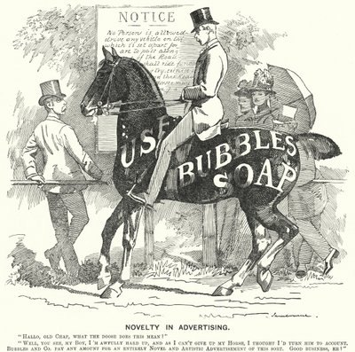 Punch karikatür: Reklamda Yenilik (gravür) by Edward Linley (after) Sambourne