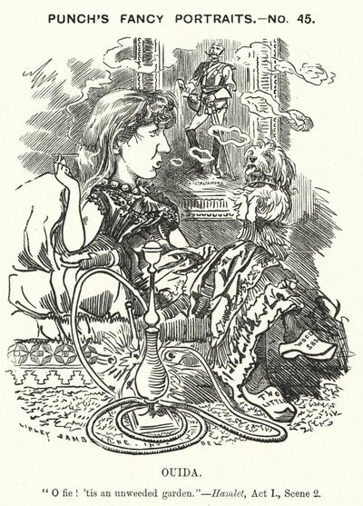 Yumruk karikatür: Ouida (Maria Louise Rame), İngiliz romancı (gravür) by Edward Linley (after) Sambourne