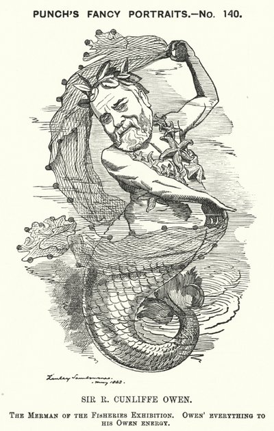 Punch karikatür: Philip Cunliffe-Owen, İngiliz sergi organizatörü ve South Kensington Müzesi Direktörü, Londra (gravür) by Edward Linley (after) Sambourne