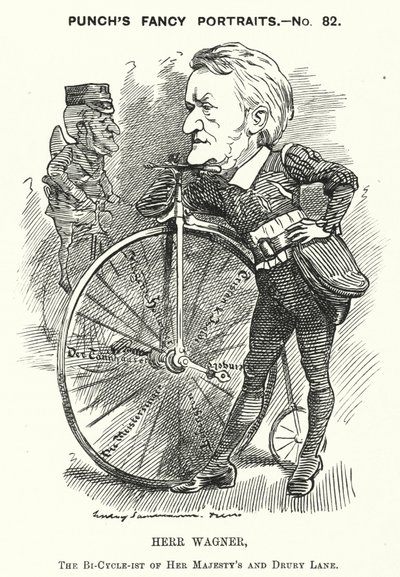 Punch karikatür: Richard Wagner, Alman besteci (gravür) by Edward Linley (after) Sambourne