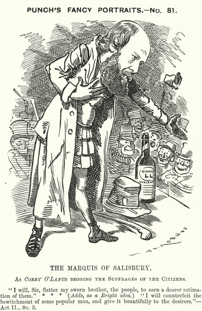 Yumruk karikatür: Robert Gascoyne-Cecil, Salisbury 3. Marki, İngiliz Muhafazakar politikacı (gravür) by Edward Linley (after) Sambourne