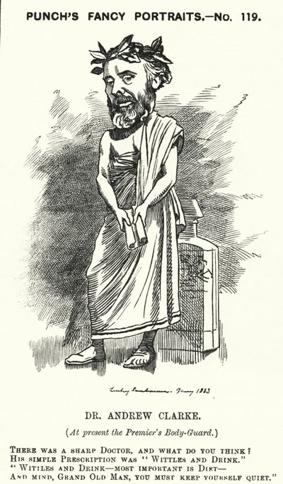 Yumruk karikatürü: Sir Andrew Clarke, İngiliz doktor, William Ewart Gladstone