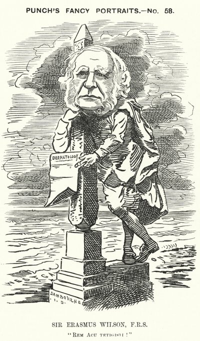 Punch karikatürü: Sir Erasmus Wilson, İngiliz cerrah ve dermatolog (gravür) by Edward Linley (after) Sambourne