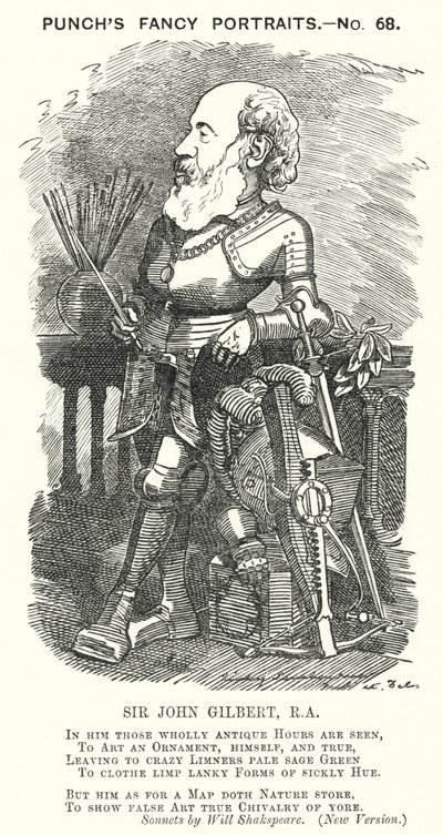 Punch karikatür: Sir John Gilbert, İngiliz sanatçı (gravür) by Edward Linley (after) Sambourne