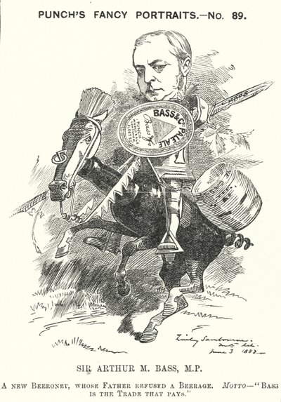 Punch karikatür: Sir Michael Arthur Bass by Edward Linley (after) Sambourne
