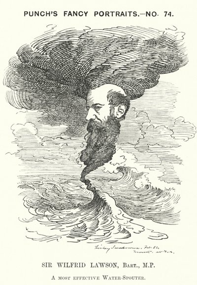 Yumruk karikatürü: Sir Wilfrid Lawson, İngiliz radikal Liberal politikacı ve ölçülülük kampanyacısı (gravür) by Edward Linley (after) Sambourne