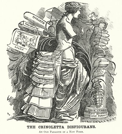 Yumruk karikatürü: Crinoletta Disfigurans (gravür) by Edward Linley (after) Sambourne