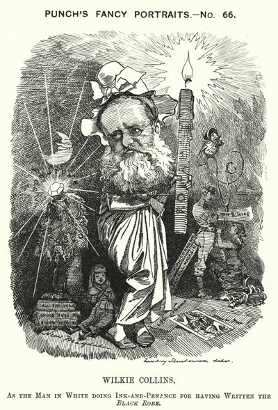 Punch karikatür: Wilkie Collins, İngiliz romancı, oyun yazarı ve kısa öykü yazarı (gravür) by Edward Linley (after) Sambourne