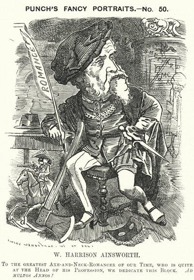 Yumruk karikatür: William Harrison Ainsworth, İngiliz tarihi romancı (gravür) by Edward Linley (after) Sambourne