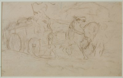 At ve Araba (#9), c. 1880'ler (kağıt üzerinde grafit) by Edward Mitchell Bannister