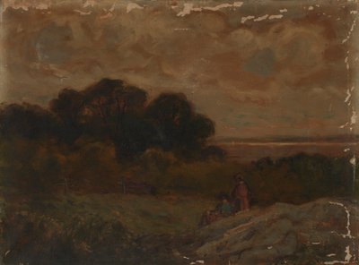 Kayalara Uzanmış İki Kadınla İsimsiz Manzara. by Edward Mitchell Bannister