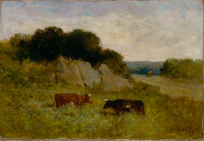 İki inek ile isimsiz manzara, 1898. by Edward Mitchell Bannister