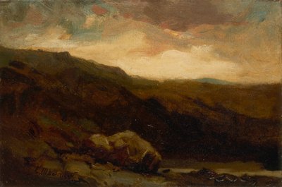 Ön planda kaya ve dere ile isimsiz dağlık manzara, n.d. by Edward Mitchell Bannister