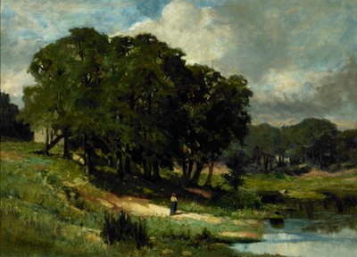 Su birikintisi yakınında duran kadın by Edward Mitchell Bannister