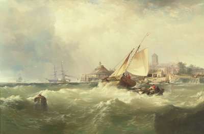 Delaware üzerinde New Castle by Edward Moran