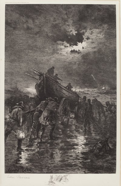 İsimsiz (Bir Dory Başlatma/Kurtarmaya/Gemi Batığına) by Edward Moran