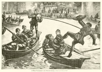 On beşinci yüzyılda bir su turnuvası (gravür) by Edward Morant Cox