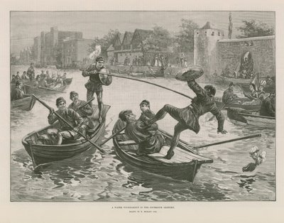 On beşinci yüzyılda bir su turnuvası (gravür) by Edward Morant Cox