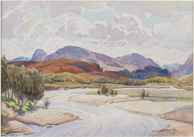 Spey Üzerine (kağıt üzerine kurşun kalem ve sulu boya) by Edward Mossforth Neatby