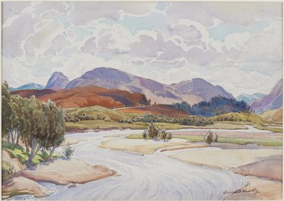 Spey Üzerine, c.1935 (Suluboya) by Edward Mossforth Neatby