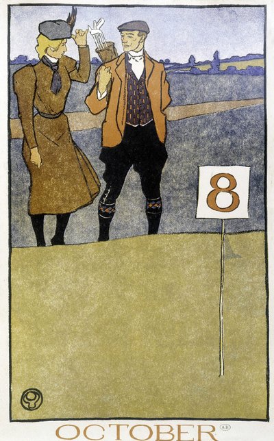 Golf oynayan çift - Edward Penfield, ed. 1899 by Edward Penfield