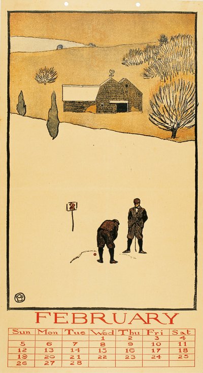 Golf Takvimi. Şubat - Edward Penfield (1866-1925) - 1899 - Renkli litografi - 41x28.6 - Museu Nacional d