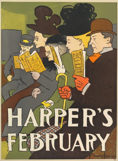 Harpers New Monthly Magazine, Şubat 1896 (renkli taş) by Edward Penfield