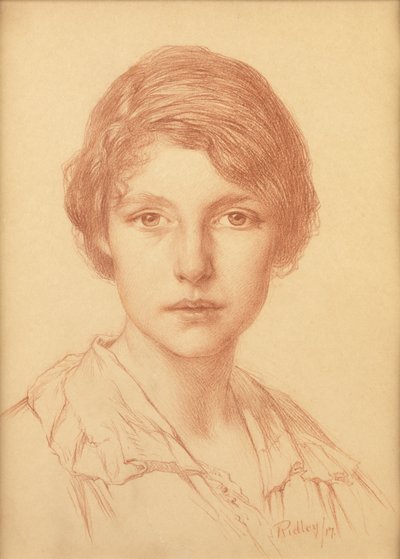 Genç bir kadın (kırmızı tebeşir) by Edward Ridley