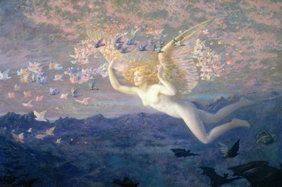 On the Wings of the Morning, 1905 (gövde rengi ve altın rengi boya ile yükseltilmiş) by Edward Robert Hughes