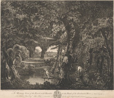 Büyülü Nehrin Kıyısında Rinaldo ile Ormanın Sabah Sahnesi by Edward Rooker