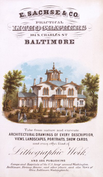E. Sachse und Co., Practical Lithographers, 104 S. Charles St., Baltimore, (litografi [ticari kart]) by Edward Sachse