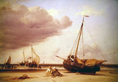 Bir Sahil Manzarası (tuval üzerine yağlı boya) by Edward William Cooke
