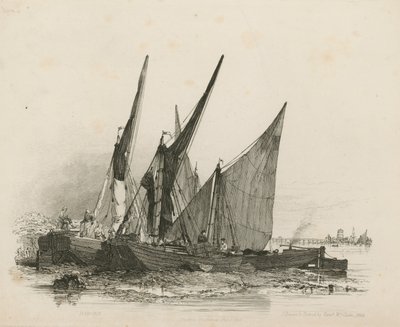 Thames üzerinde mavnalar by Edward William Cooke